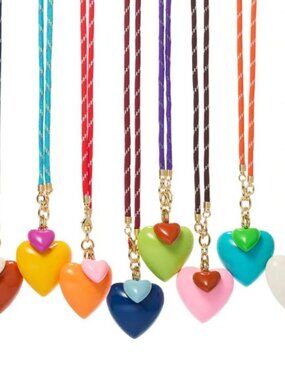 ROXANNE ASSOULIN Long Happy Cord Charm Necklace dark turquoise/yelllow/magenta